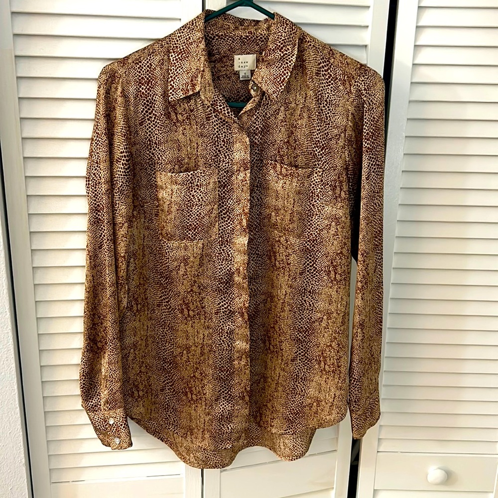 A New Day animal print button up